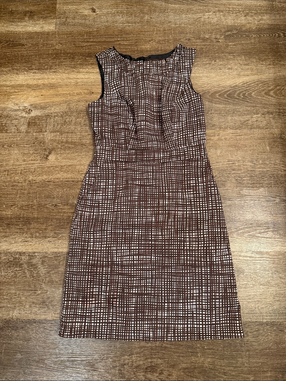 The Limited Brown Grid-Print Sleeveless Mini Dress